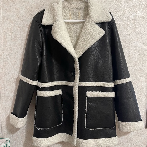 Shein faux shearling coat. Black and white. - Picture 5 of 6